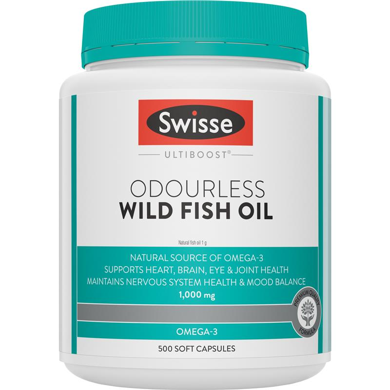 Swisse Ultiboost Odourless Wild Fish Oil 1000mg 500 Capsules